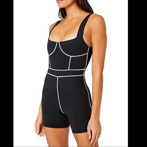 WeWoreWhat Black Jumpsuit with White Stitching